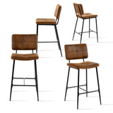 Juego de 4 taburetes de bar industriales con respaldo de ante - POMONA BAR