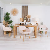 Set von 4 skandinavischen Esszimmer Sesseln mit beige Samtarmlehnen - Cromwell Cord