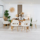 Set von 6 skandinavischen Esszimmer Sesseln mit Armlehnen in Beige Bock Sheep - Cromwell