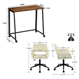 Con una oficina plegable industrial sobre ruedas y silla de terciopelo beige - Ascoli & Ross
