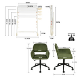 Conjunto con mesa auxiliar blanca plegable y silla de oficina de terciopelo verde oliva - línea de base y Ross