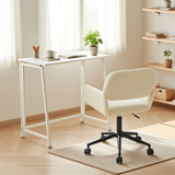 Ensemble avec bureau pliable blanc à roulettes et fauteuil en velours côtelé beige ââ‚?ASCOLI & ROSS