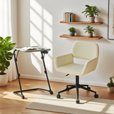 Ensemble avec table d’appoint grise pliable et fauteuil de bureau en velours côtelé beige ââ‚?BASELINE & ROSS