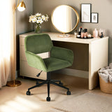 Bürosessel aus olivgrünem Cord, höhenverstellbar, 360° drehbar – ROSS