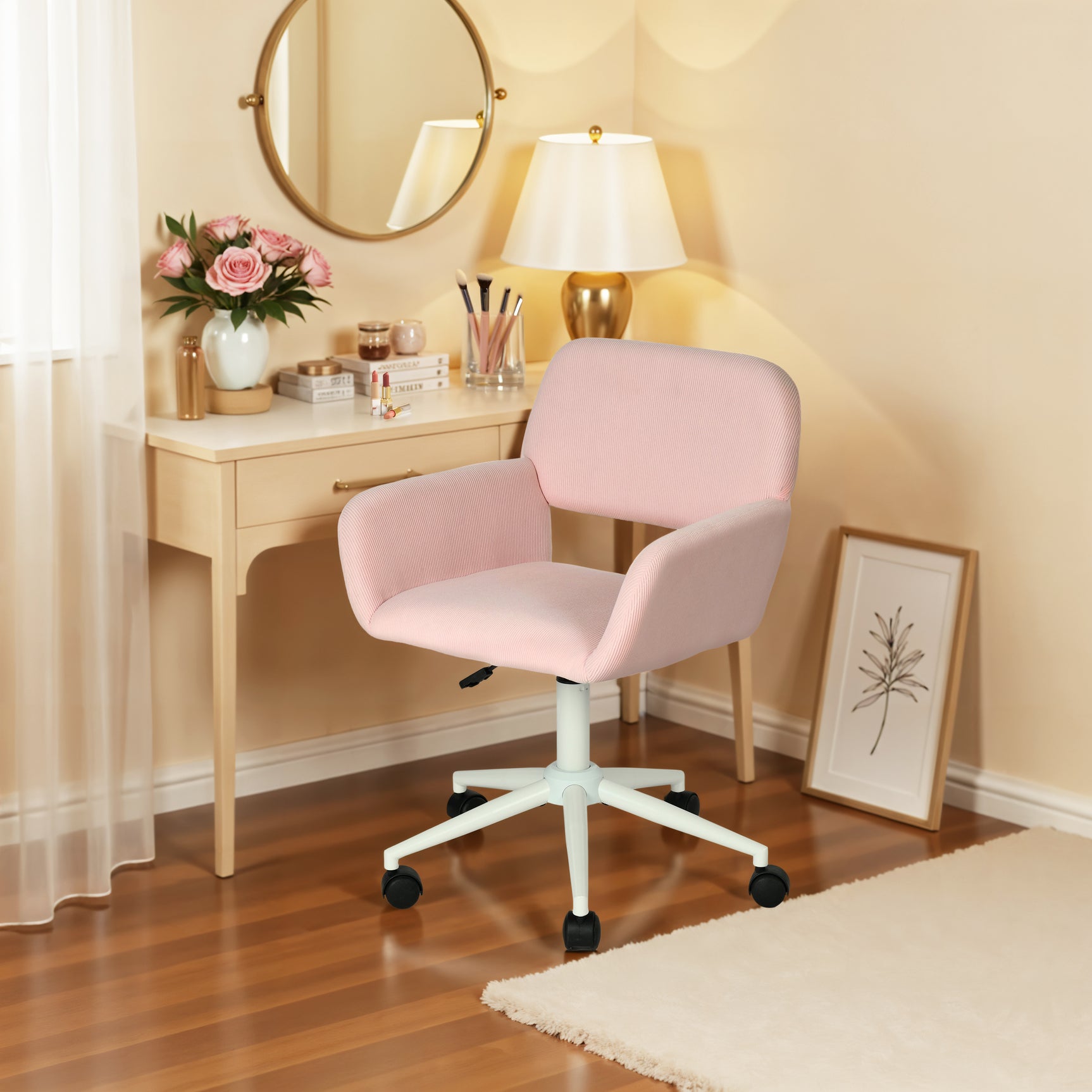 Rosenvelvet -Büro -Sessel, Höhe einstellbar, 360 ° Rotation - Ross