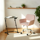 Ensemble avec table d’appoint grise pliable et fauteuil de bureau en velours côtelé rose ââ‚?BASELINE & ROSS