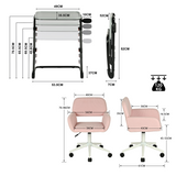 Ensemble avec table d’appoint grise pliable et fauteuil de bureau en velours côtelé rose ââ‚?BASELINE & ROSS