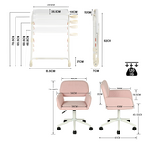 Ensemble avec table d’appoint blanche pliable et fauteuil de bureau en velours côtelé rose ââ‚?BASELINE & ROSS