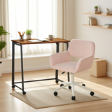 Set with industrial foldable office on wheels and pink velvet chair - Ascoli & Ross