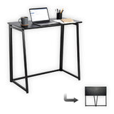 Bureau/table d'ordinateur industriel pliable en bois et en métal noir - ASCOLI