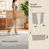 Bureau/table d'ordinateur industriel pliant en bois de chêne et en métal blanc - ASCOLI
