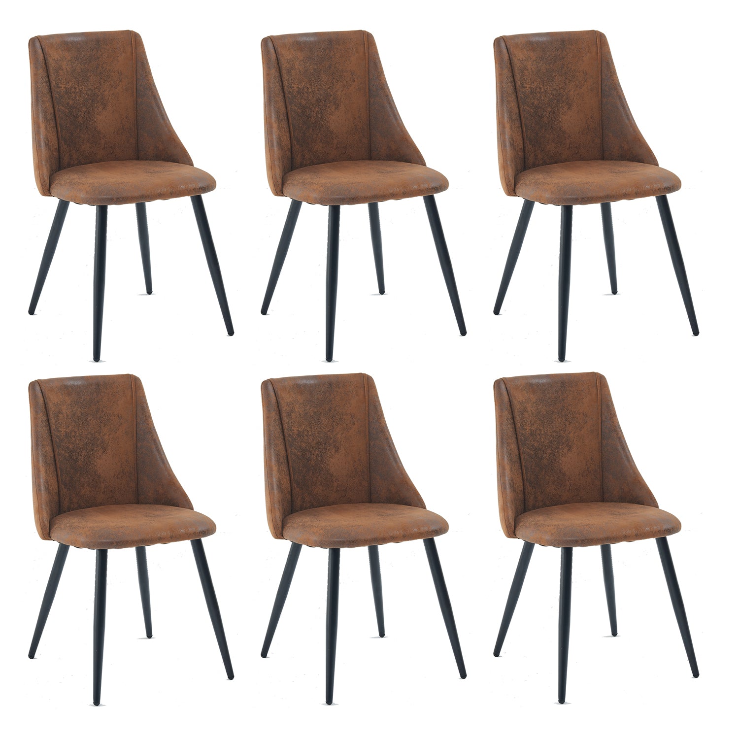 Lot de 6 chaises de salle à manger industrielles en suédine - SMEG