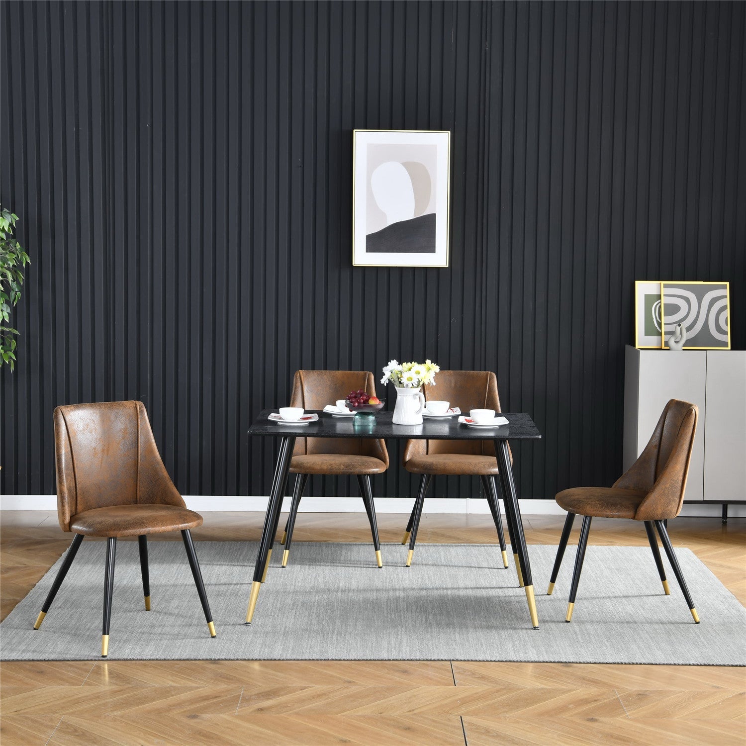 Lot de 6 chaises de salle à manger industrielles en suédine - SMEG