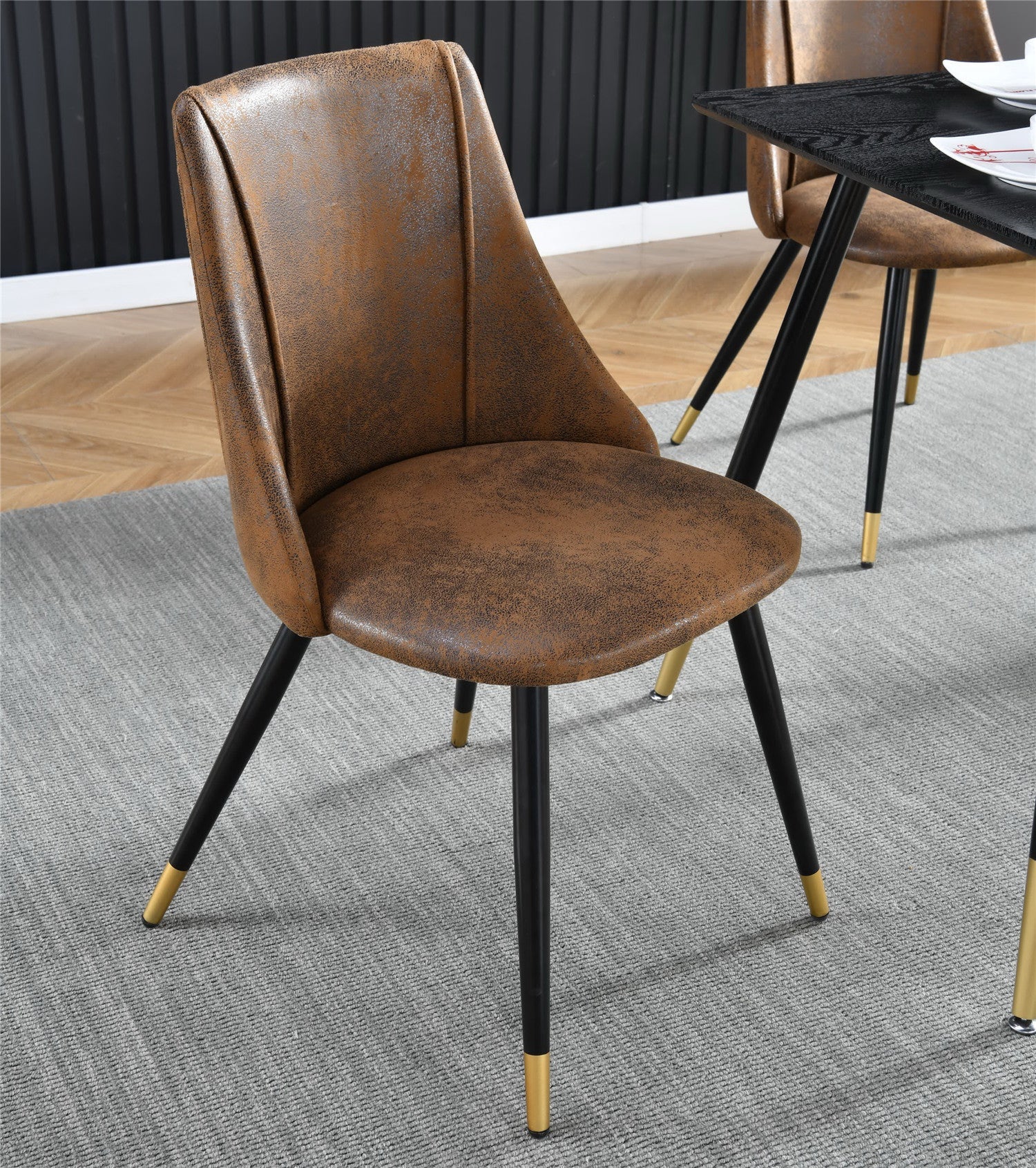 Lot de 6 chaises de salle à manger industrielles en suédine - SMEG