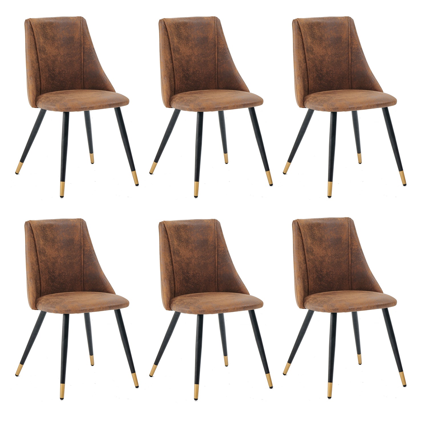 Lot de 6 chaises de salle à manger industrielles en suédine - SMEG