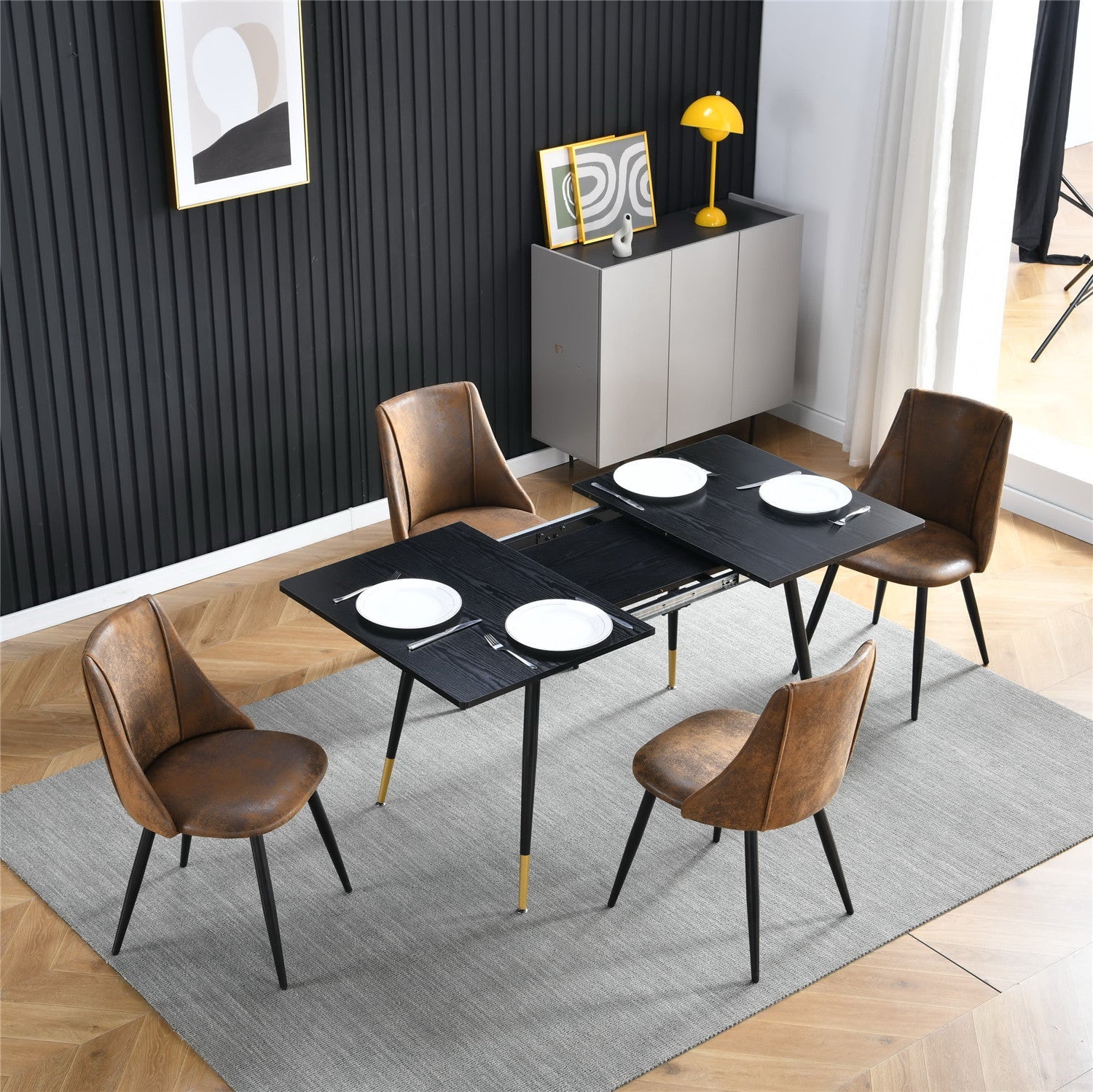 Lot de 6 chaises de salle à manger industrielles en suédine - SMEG