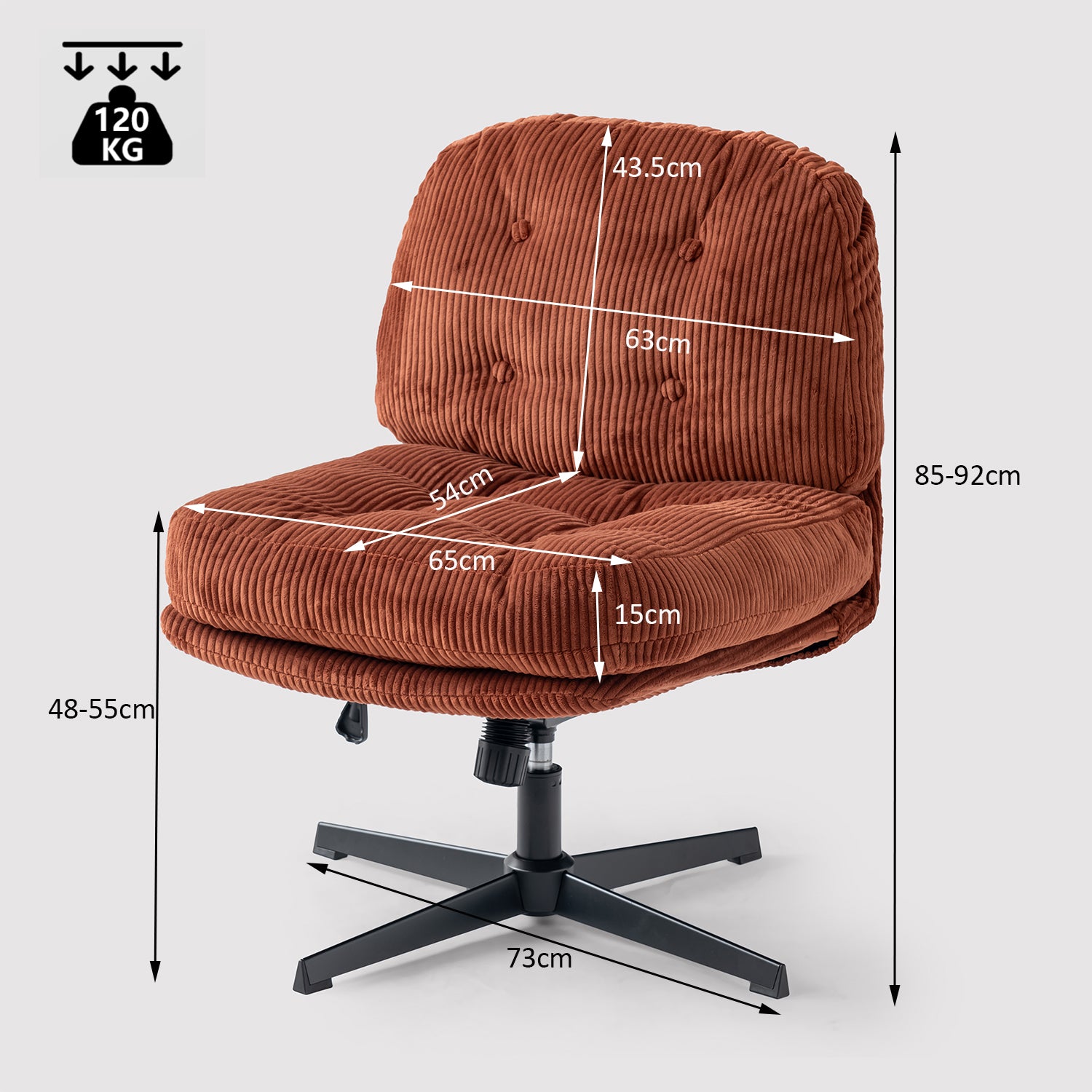 Poltrona lounge girevole e regolabile in velluto a coste color mattone - ALINTONEX