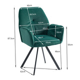 Conjunto de 4 cómodas sillas de comedor en tela beige y verde con reposabrazos - CALF GREEN+BEIGE
