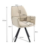 Conjunto de 4 cómodas sillas de comedor en tela beige y verde con reposabrazos - CALF GREEN+BEIGE