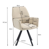 Conjunto de 4 cómodas sillas de comedor en tela y ante beige con reposabrazos - CALF SUEDE+BEIGE