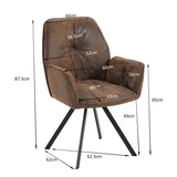 Conjunto de 4 cómodas sillas de comedor de ante con reposabrazos - CALF SUEDE BROWN 4PCS