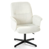 Fauteuil de bureau ergonomique réglable pivotant avec accoudoirs en tissu bouclette blanc - THOMASINA