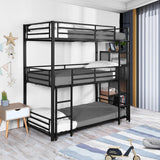 Lit superposé 3 places et 3 étages en métal noir avec échelle 90x190cm (matelas non inclus) - TRIO 3 RECTANGULAR BLACK