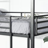 Lit superposé 3 places et 3 étages en métal noir avec échelle 90x190cm (matelas non inclus) - TRIO 3 RECTANGULAR BLACK