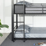 Lit superposé 3 places et 3 étages en métal noir avec échelle 90x190cm (matelas non inclus) - TRIO 3 RECTANGULAR BLACK