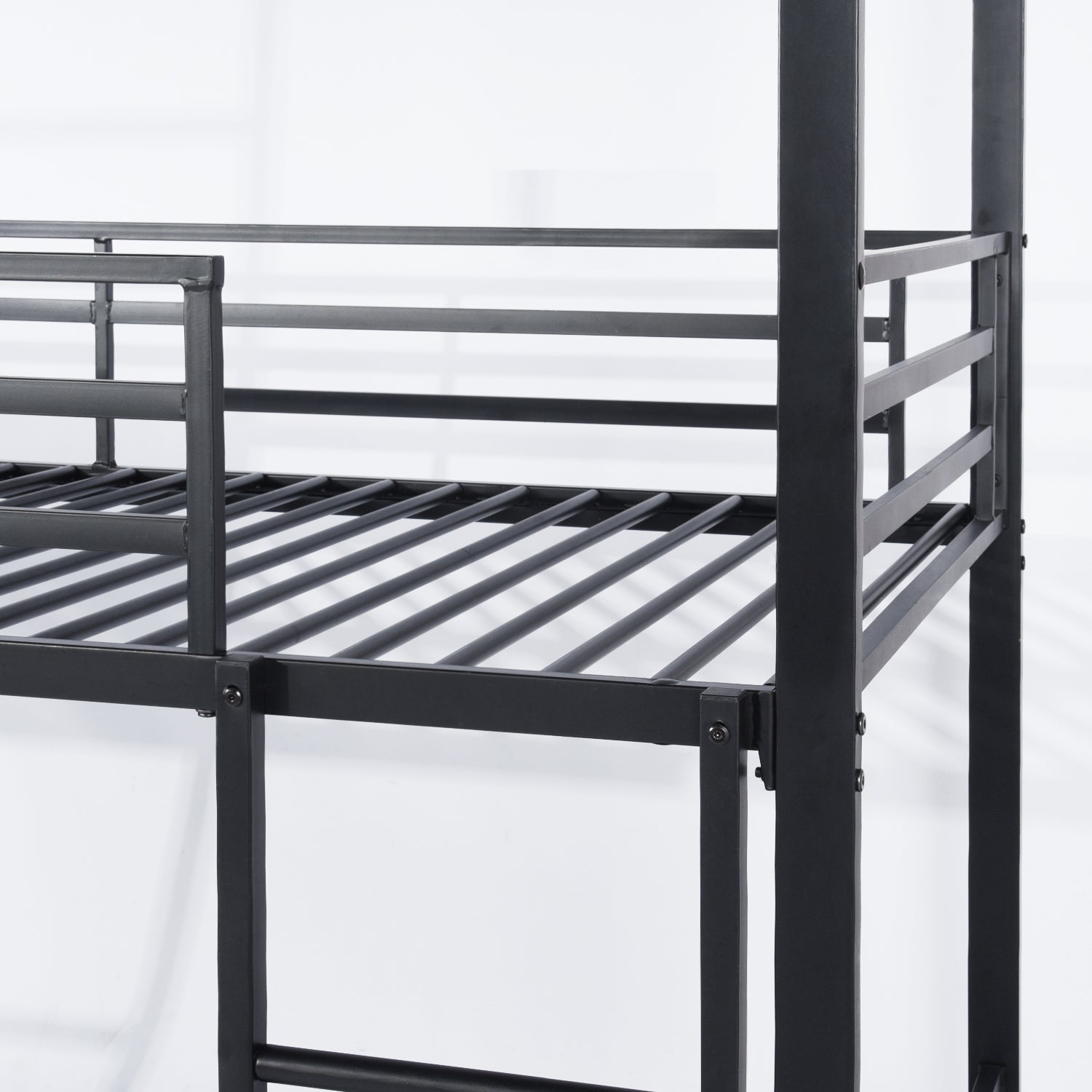 Lit superposé 3 places et 3 étages en métal noir avec échelle 90x190cm (matelas non inclus) - TRIO 3 RECTANGULAR BLACK