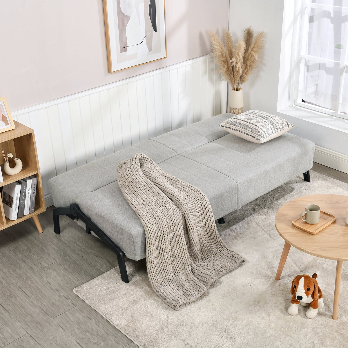 2-seater sofa in beige fabric Scandinavian style - AHBARM