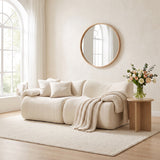 2-seater sofa bed in dark gray fabric with side pockets, modern convertible sofa