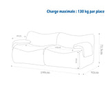 2-seater sofa bed in dark gray fabric with side pockets, modern convertible sofa