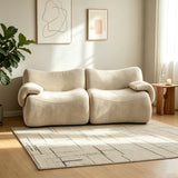 2-seater sofa bed in dark gray fabric with side pockets, modern convertible sofa