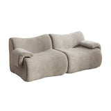 2-seater sofa bed in dark gray fabric with side pockets, modern convertible sofa