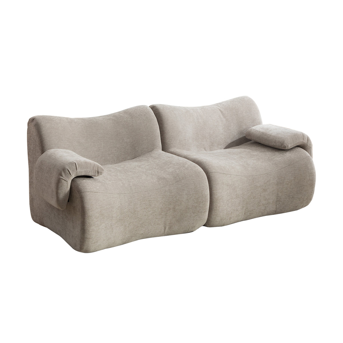 2-seater sofa bed in dark gray fabric with side pockets, modern convertible sofa