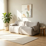 2-seater sofa bed in dark gray fabric with side pockets, modern convertible sofa