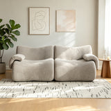 2-seater sofa bed in dark gray fabric with side pockets, modern convertible sofa