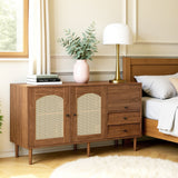 Stile campagna a buffet in legno con porte inscatoli, ripiani e cassetti regolabili 130 × 75,5 × 40 cm