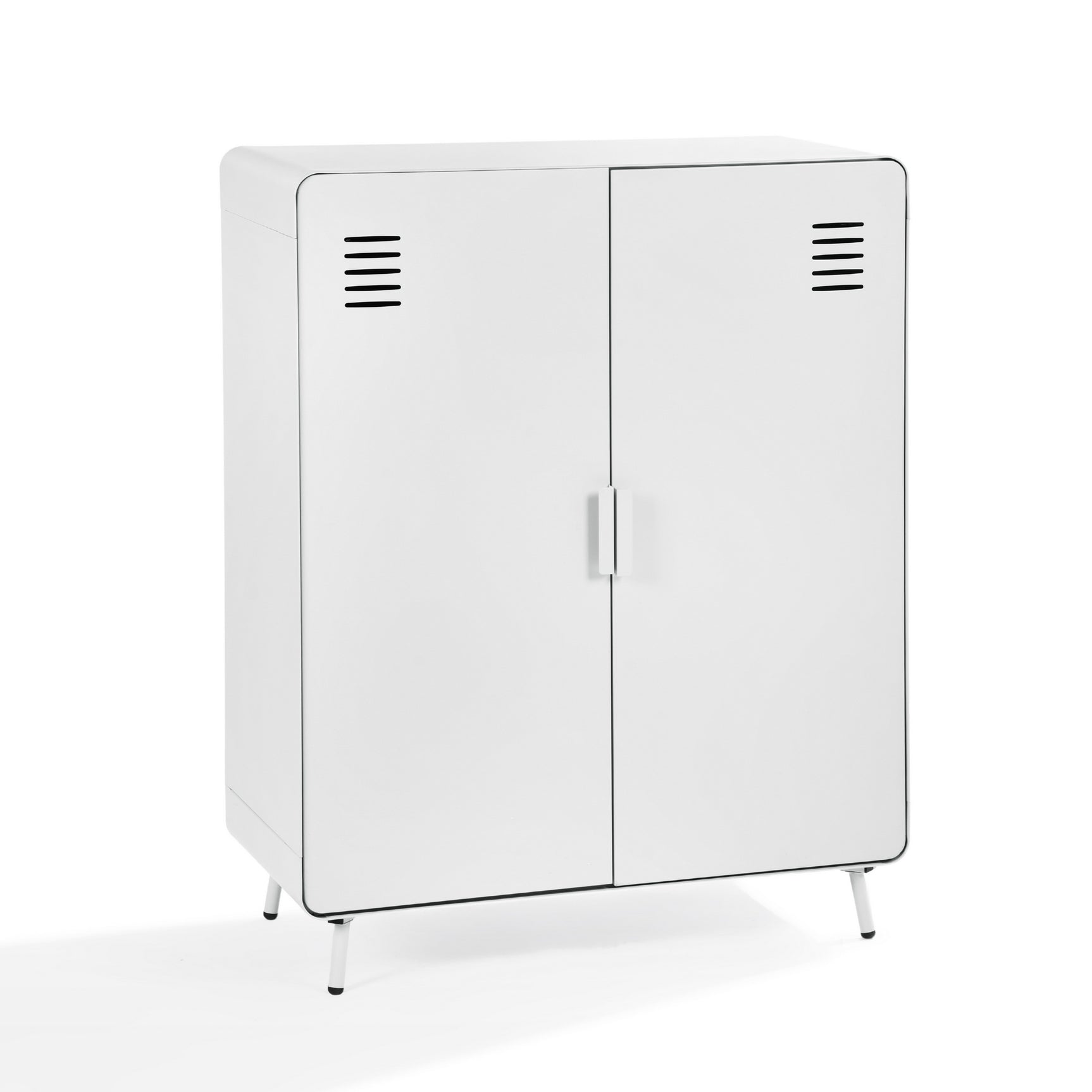 Armoire/Casier métallique blanc au style industriel avec étagères et 2 portes- WALNUT