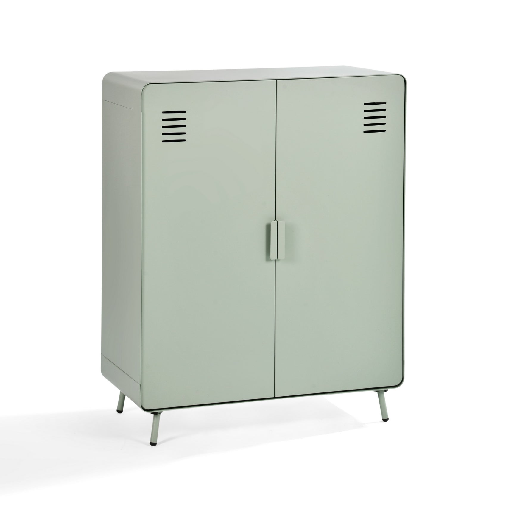 Armoire/Casier métallique vert clair au style industriel avec étagères et 2 portes- WALNUT