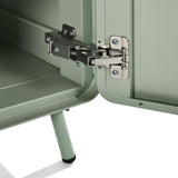 Table de chevet en métal vert clair style industriel avec rangement et étagère - WALNUT