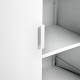 Weißes Metallschrank/Metallschließfach mit industriellem Stil mit Regalen und 2 Türen aus Walnuss