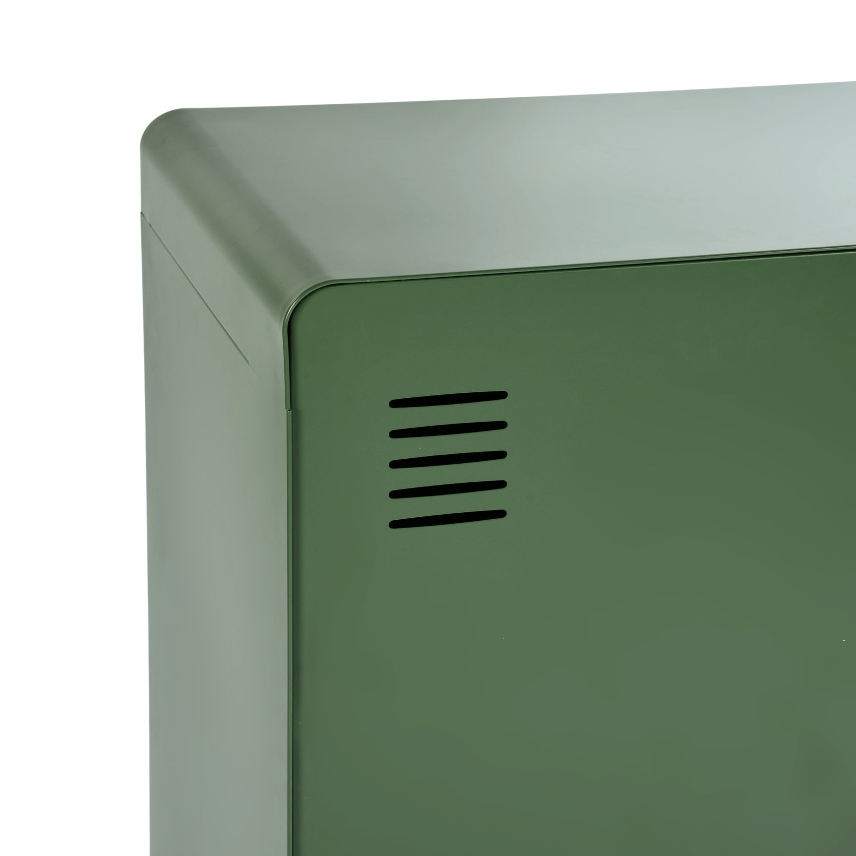 Grüner Metallschrank/Spind im Industriestil mit Regalen und 2 Türen – WALNUSS