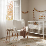 Fauteuil scandinave avec accoudoirs en tissu mouton boulette beige à surpiqûres - KANAS