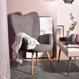 Sillón escandinavo con reposabrazos en tela gris oscuro - kas