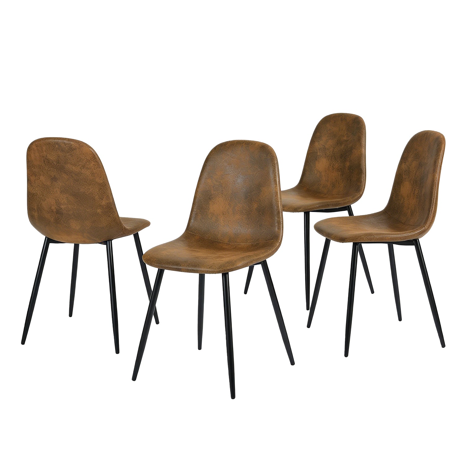 Set of 4 industrial dining chairs in suede - Charlton