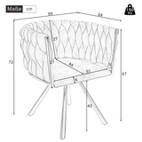Lot de 4 chaises pivotantes de salle à manger en velours beige avec pieds en métal doré