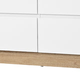 Commode blanche et chêne en panneau de particules E1 avec 6 tiroirs spacieux