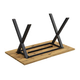 Modern industrial dining table 140x80 cm in oak effect with crossed feet in black metal